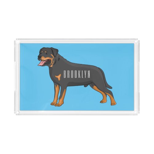 Rottweiler dog cartoon illustration acrylic tray