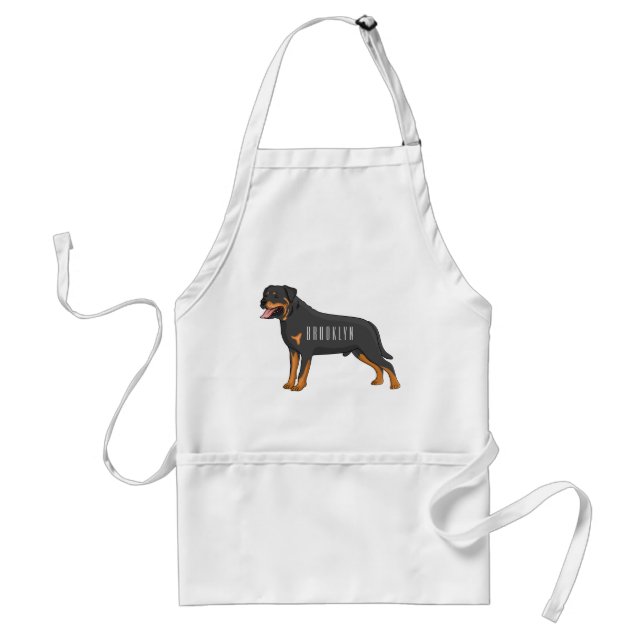 Rottweiler dog cartoon illustration adult apron (Front)