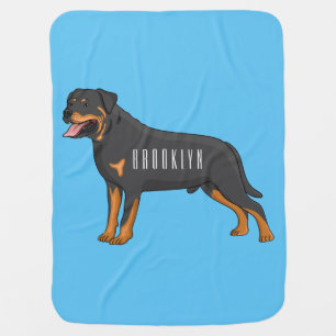 Rottweiler dog cartoon illustration baby blanket
