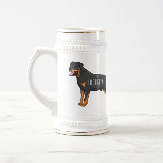 Rottweiler dog cartoon illustration  beer stein (Left)