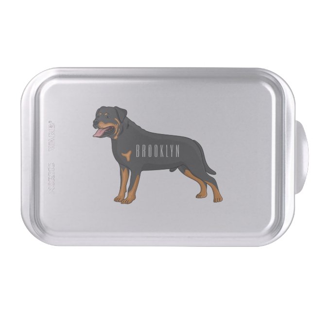 Rottweiler dog cartoon illustration  cake pan (Front)