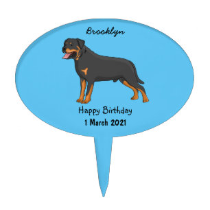 Rottweiler dog cartoon illustration  cake topper