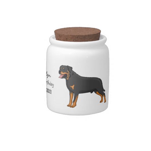 Rottweiler dog cartoon illustration  candy jar