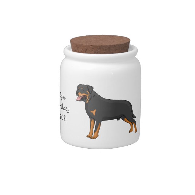 Rottweiler dog cartoon illustration  candy jar (Right)
