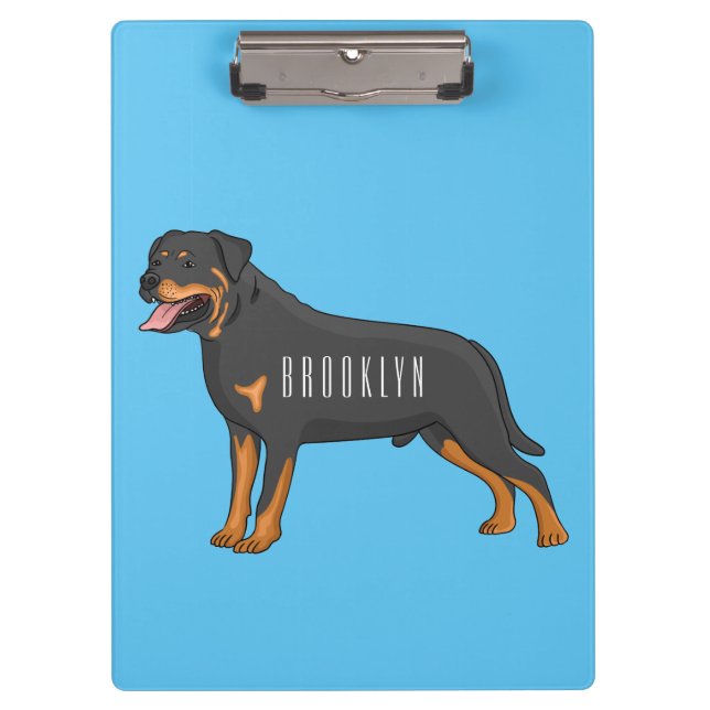 Rottweiler dog cartoon illustration  clipboard (Front)