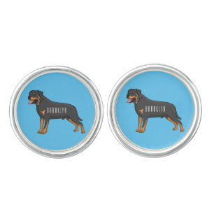 Rottweiler dog cartoon illustration cufflinks