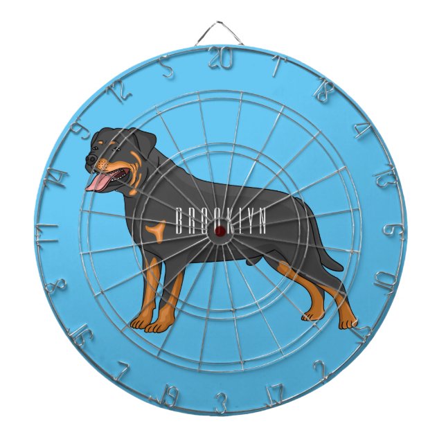 Rottweiler dog cartoon illustration dart board (Front)