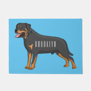 Rottweiler dog cartoon illustration doormat