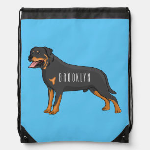 Rottweiler dog cartoon illustration drawstring bag