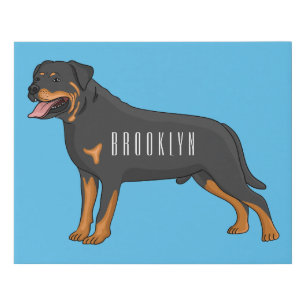 Rottweiler dog cartoon illustration faux canvas print