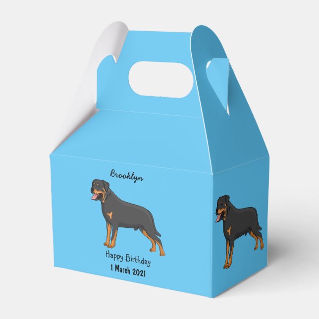 Rottweiler dog cartoon illustration favor boxes (Front Side)