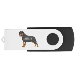 Rottweiler dog cartoon illustration flash drive