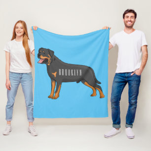 Rottweiler dog cartoon illustration  fleece blanket