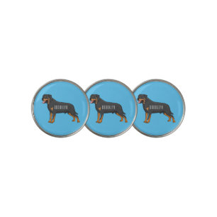 Rottweiler dog cartoon illustration golf ball marker