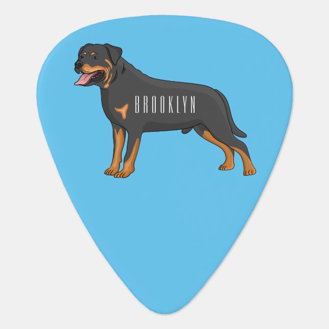Rottweiler dog cartoon illustration  guitar pick (Front)