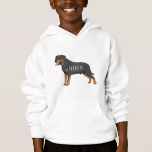 Rottweiler dog cartoon illustration hoodie