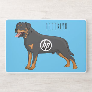 Rottweiler dog cartoon illustration HP laptop skin
