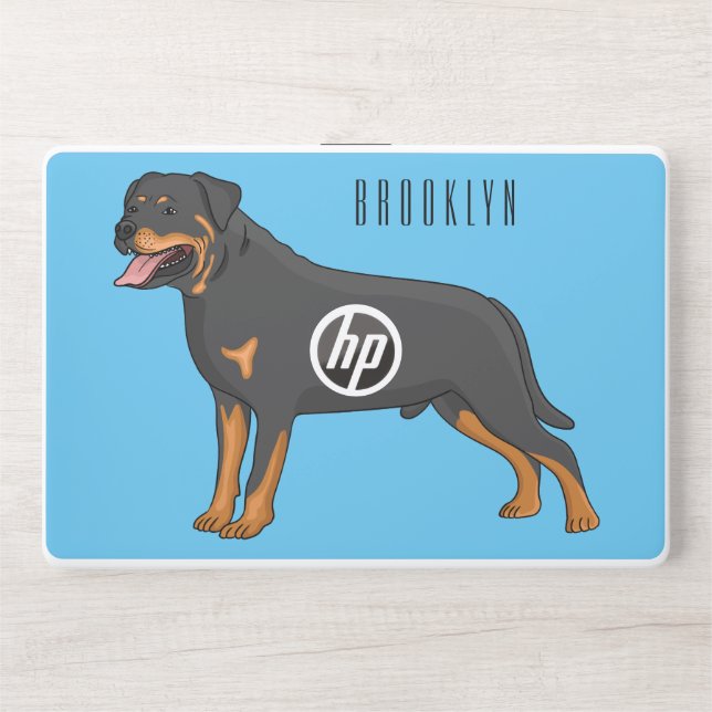 Rottweiler dog cartoon illustration  HP laptop skin (Front)