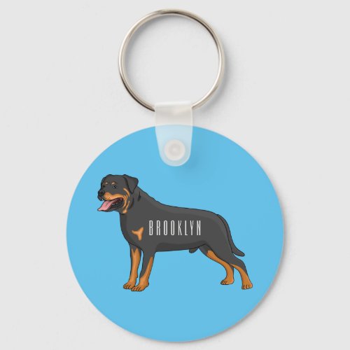 Rottweiler dog cartoon illustration keychain