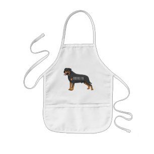 Rottweiler dog cartoon illustration kids' apron