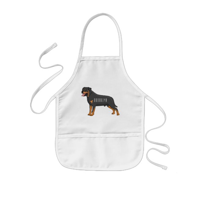 Rottweiler dog cartoon illustration  kids' apron (Front)