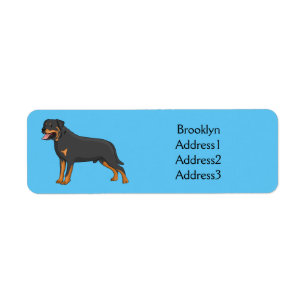 Rottweiler dog cartoon illustration  label