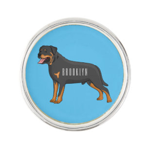 Rottweiler dog cartoon illustration lapel pin