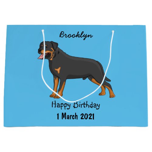 Rottweiler dog cartoon illustration large gift bag