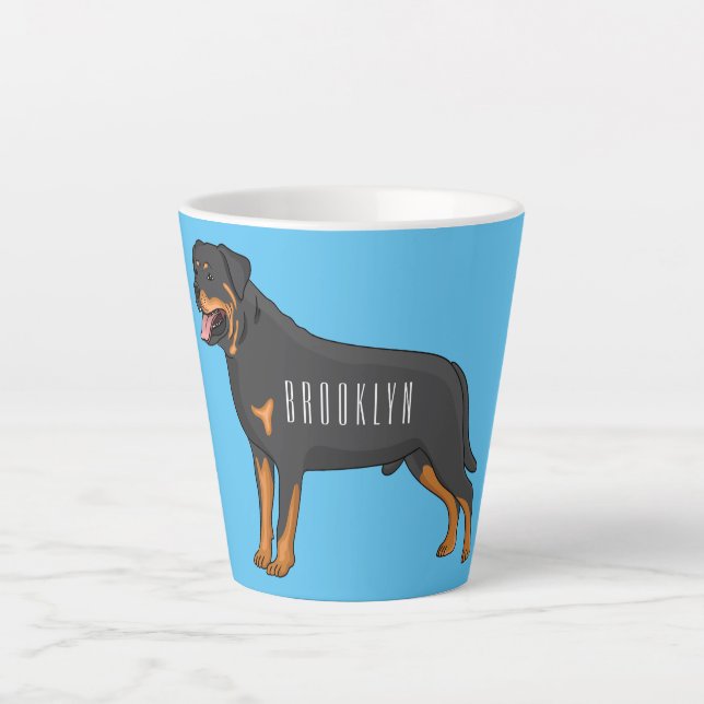 Rottweiler dog cartoon illustration  latte mug (Front)