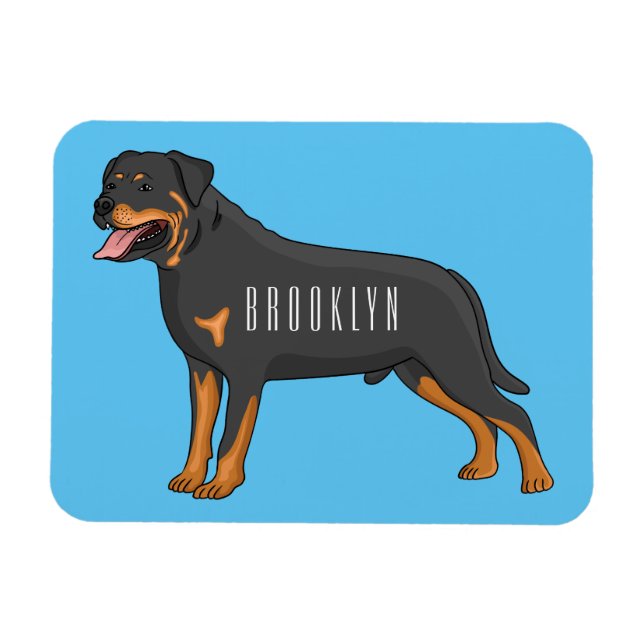 Rottweiler dog cartoon illustration magnet (Horizontal)