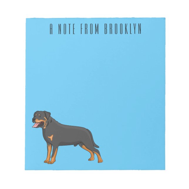 Rottweiler dog cartoon illustration notepad (Front)