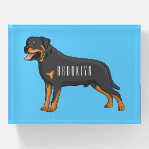 Rottweiler dog cartoon illustration paperweight