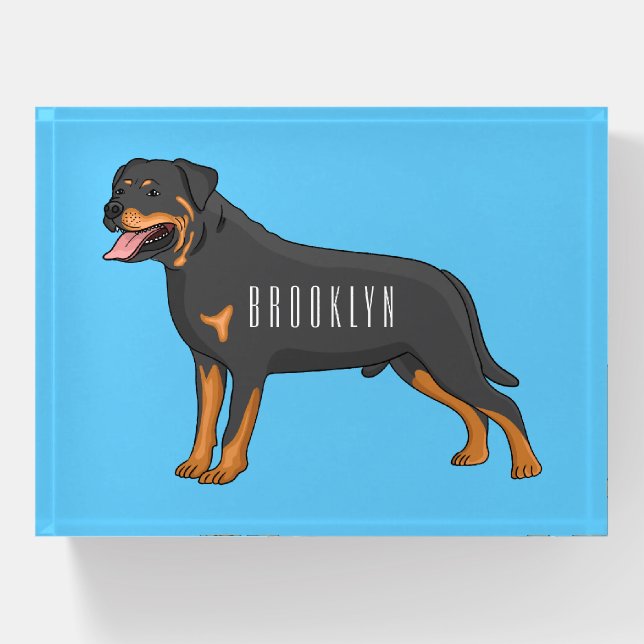 Rottweiler dog cartoon illustration paperweight (Front)