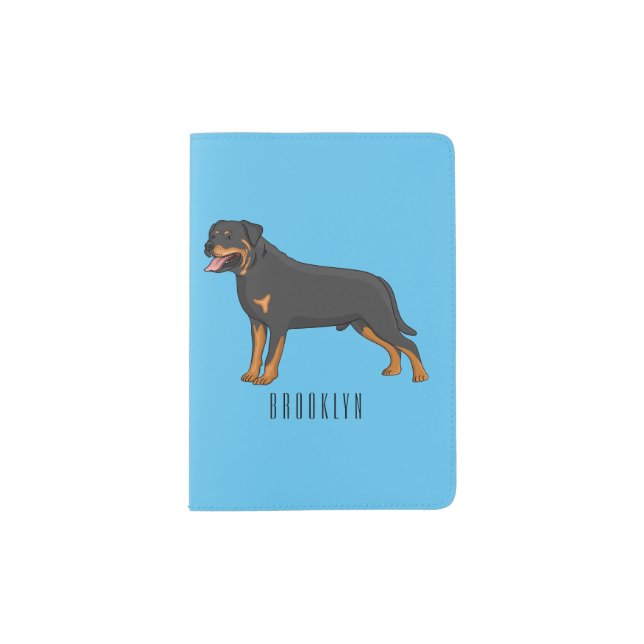 Rottweiler dog cartoon illustration  passport holder (Front)