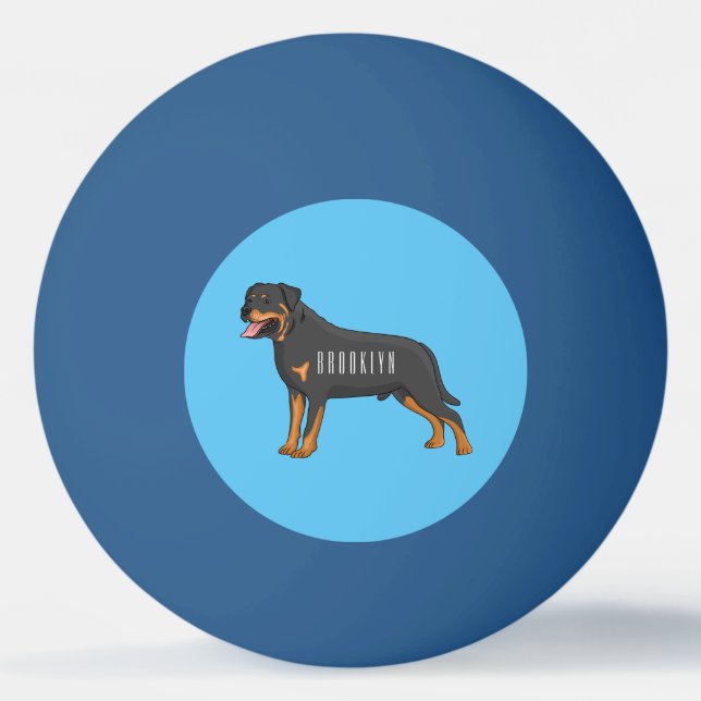 Rottweiler dog cartoon illustration ping pong ball (Front)