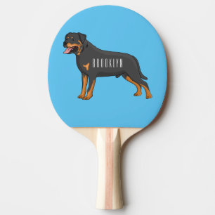 Rottweiler dog cartoon illustration ping pong paddle
