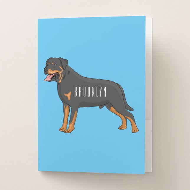 Rottweiler dog cartoon illustration pocket folder (Front)