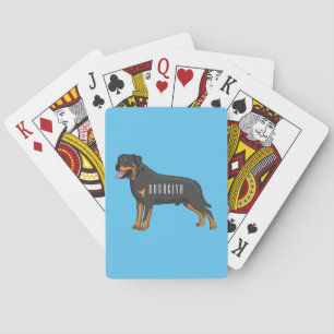 Rottweiler dog cartoon illustration poker cards