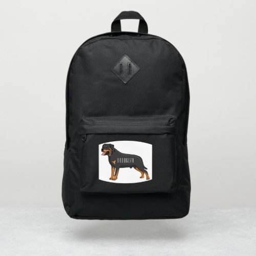 Rottweiler dog cartoon illustration  port authority backpack