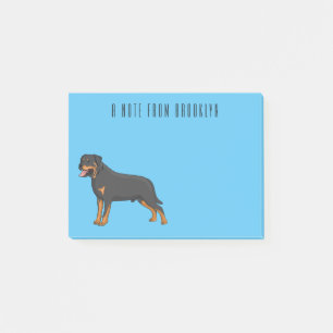 Rottweiler dog cartoon illustration  post-it notes