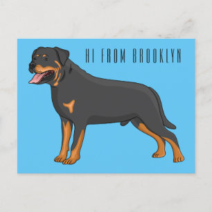 Rottweiler dog cartoon illustration postcard
