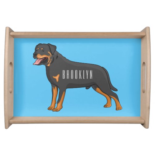 Rottweiler dog cartoon illustration serving tray
