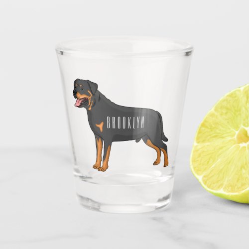 Rottweiler dog cartoon illustration shot glass