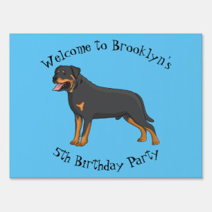 Rottweiler dog cartoon illustration  sign