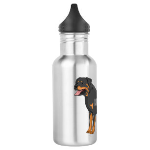 Rottweiler dog cartoon illustration stainless steel water bottle