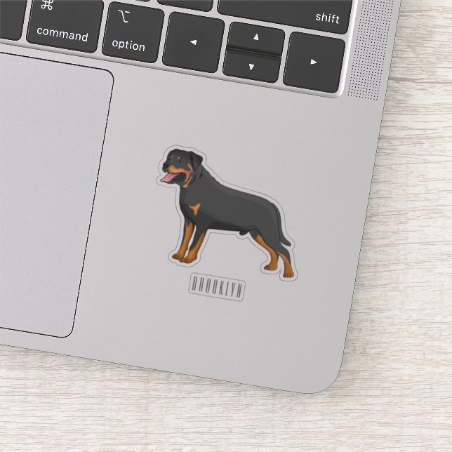 Rottweiler dog cartoon illustration  sticker (Detail)