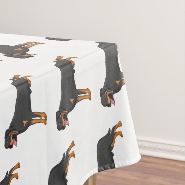 Rottweiler dog cartoon illustration tablecloth (In Situ)