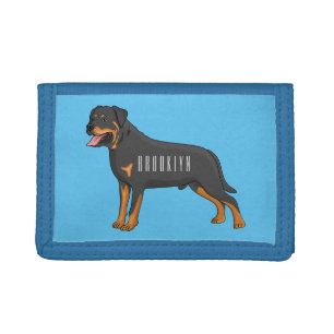 Rottweiler dog cartoon illustration tri-fold wallet