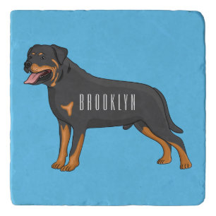 Rottweiler dog cartoon illustration trivet