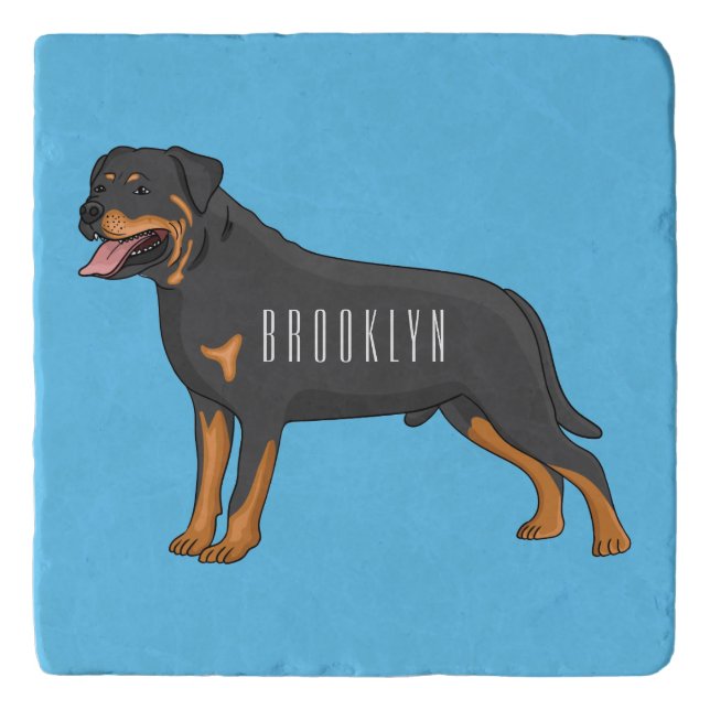 Rottweiler dog cartoon illustration  trivet (Front)
